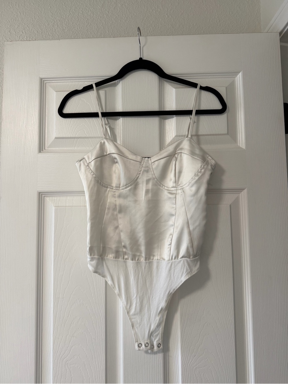 Forever 21 White Satin Bustier Bodysuit